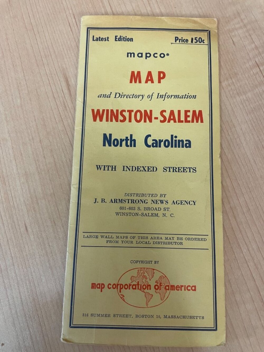 Mapco Map & Directory Of Winston-Salem North Carolina With Indexed Streets